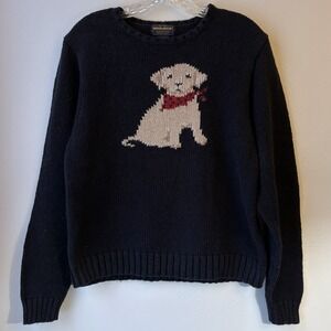 Vintage Woolrich Cotton Sweater Medium Black Golden Puppy Preppy